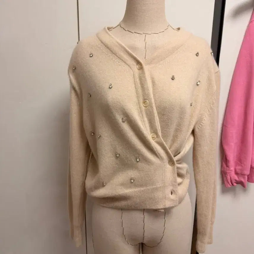 [BUNJANG] After Home Party Beige Cubic Point Cardigan / 애프터홈파티 베이지 큐빅 포인트 가디건 봄가을가디건