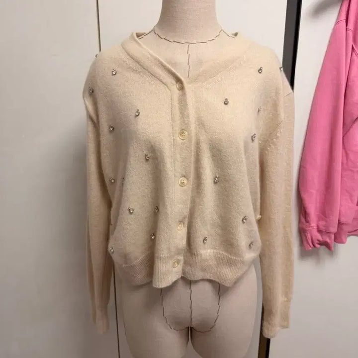 [BUNJANG] After Home Party Beige Cubic Point Cardigan / 애프터홈파티 베이지 큐빅 포인트 가디건 봄가을가디건