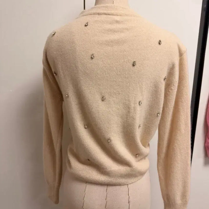 [BUNJANG] After Home Party Beige Cubic Point Cardigan / 애프터홈파티 베이지 큐빅 포인트 가디건 봄가을가디건