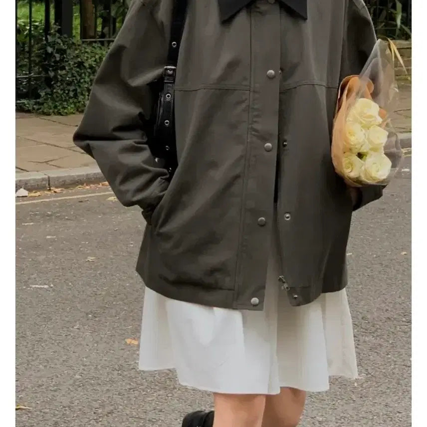 [BUNJANG] 98℃ London Color Block Work Jacket / 98도씨 런던 배색 워크 자켓 챠콜 그레이