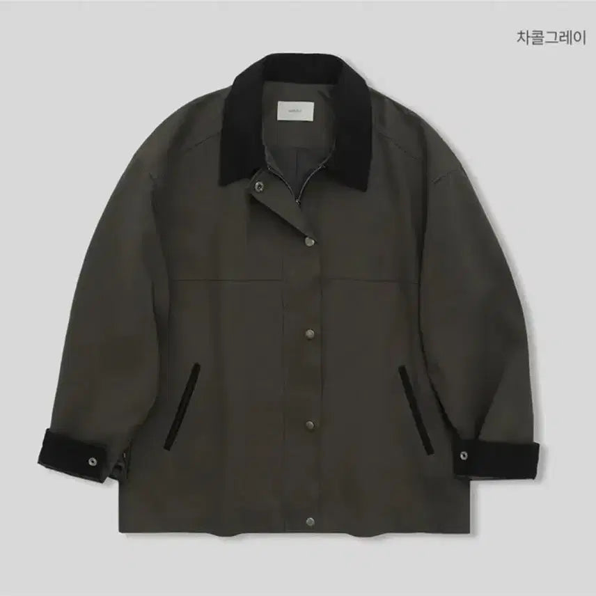 [BUNJANG] 98℃ London Color Block Work Jacket / 98도씨 런던 배색 워크 자켓 챠콜 그레이