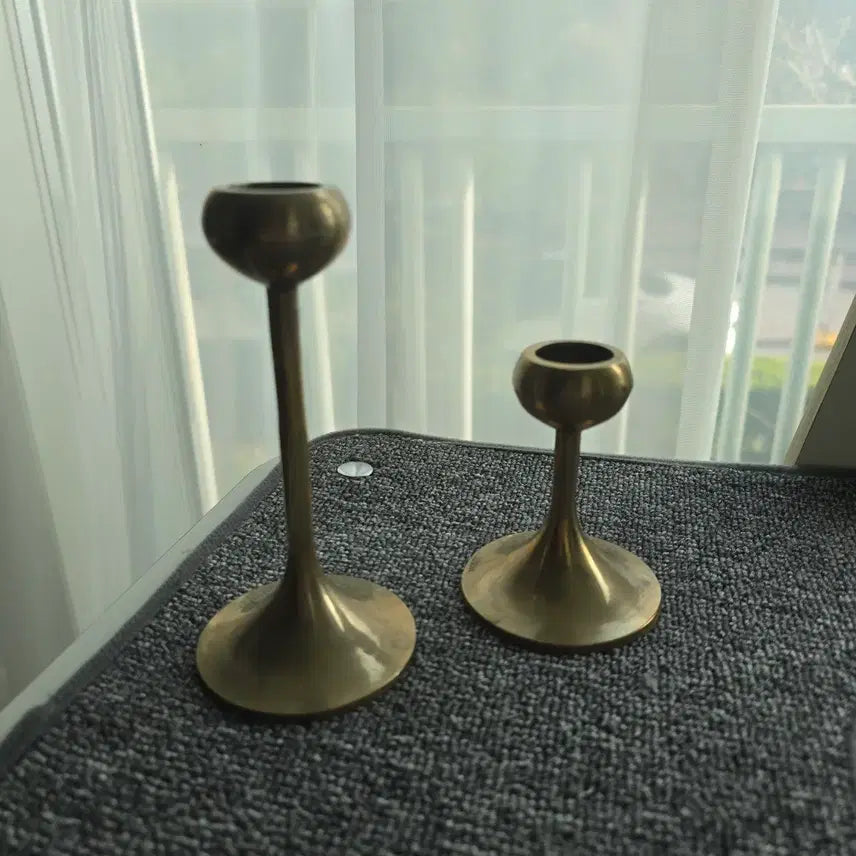 [BUNJANG] Vintage Brass Candlestick Set (2 pcs) / 빈티지 브라스 촛대 2개 세트