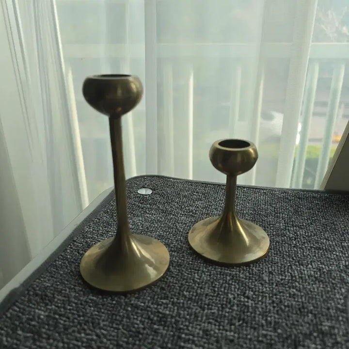 [BUNJANG] Vintage Brass Candlestick Set (2 pcs) / 빈티지 브라스 촛대 2개 세트