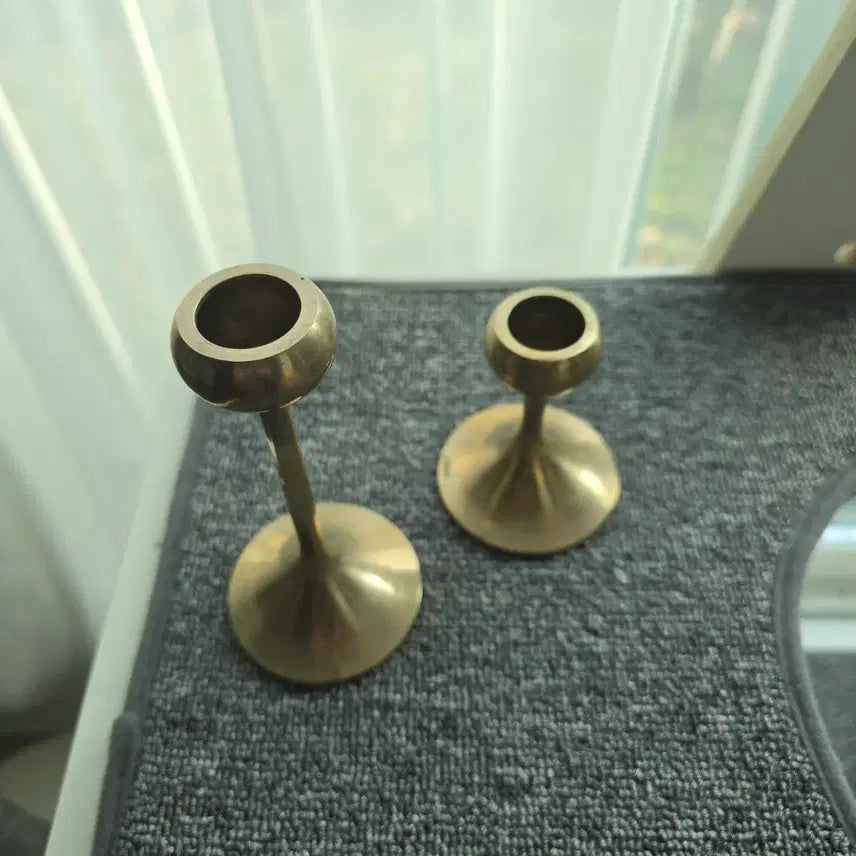 [BUNJANG] Vintage Brass Candlestick Set (2 pcs) / 빈티지 브라스 촛대 2개 세트