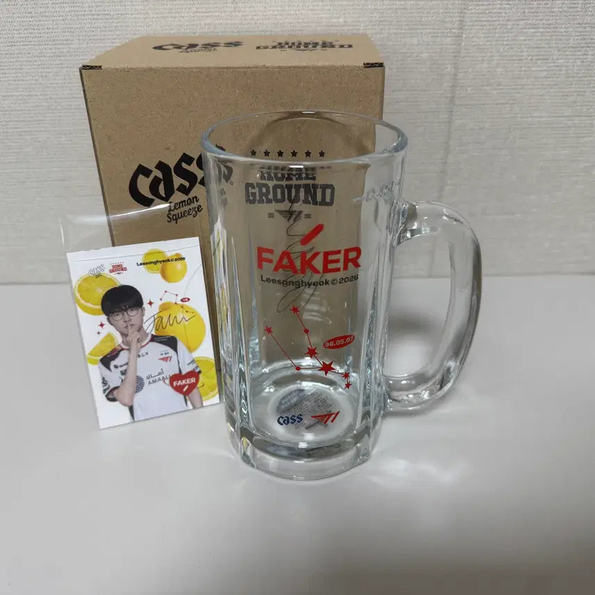 [BUNJANG] T1 Faker Constellation Beer Mug + Photocard / T1 Faker 티원 페이커 별자리 맥주 저그잔 + 렌티큘러 + 포토카드