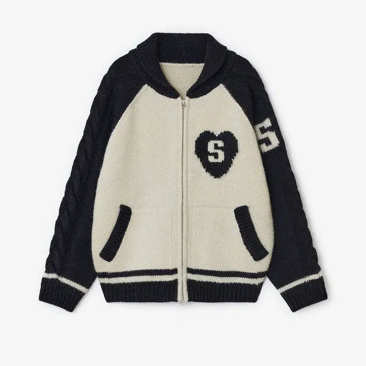[BUNJANG] Sunburn Cowichan Cable Wool Knit Raglan Cardigan / 썬번프로젝트 코위찬 케이블 자켓 울니트래글런자카드가디건배색나그랑꽈배기하트