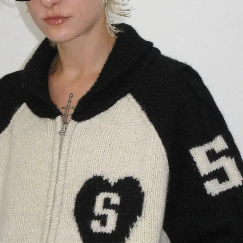 [BUNJANG] Sunburn Cowichan Cable Wool Knit Raglan Cardigan / 썬번프로젝트 코위찬 케이블 자켓 울니트래글런자카드가디건배색나그랑꽈배기하트