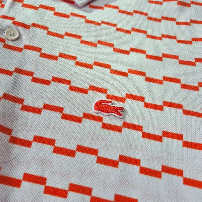 [BUNJANG] Lacoste Golf Orange Patterned Polo Shirt / 라코스테골프티셔츠 라코스테피케셔츠