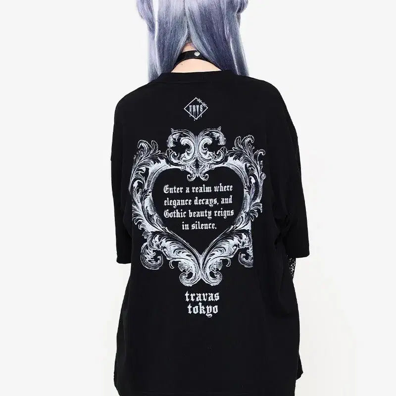 [BUNJANG] Travas Tokyo Layered Bear Print T-shirt / 트라바스 도쿄 메쉬 포함 레이어드 곰 프린트 티셔츠