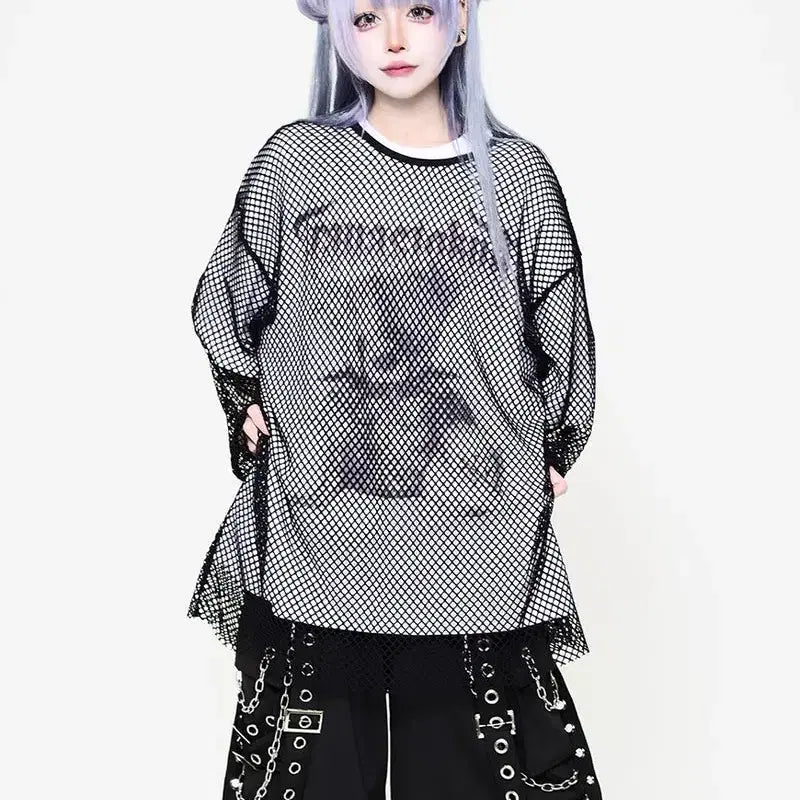 [BUNJANG] Travas Tokyo Layered Bear Print T-shirt / 트라바스 도쿄 메쉬 포함 레이어드 곰 프린트 티셔츠