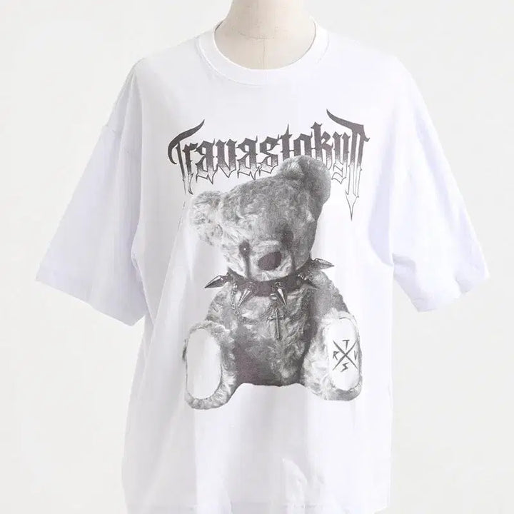 [BUNJANG] Travas Tokyo Layered Bear Print T-shirt / 트라바스 도쿄 메쉬 포함 레이어드 곰 프린트 티셔츠