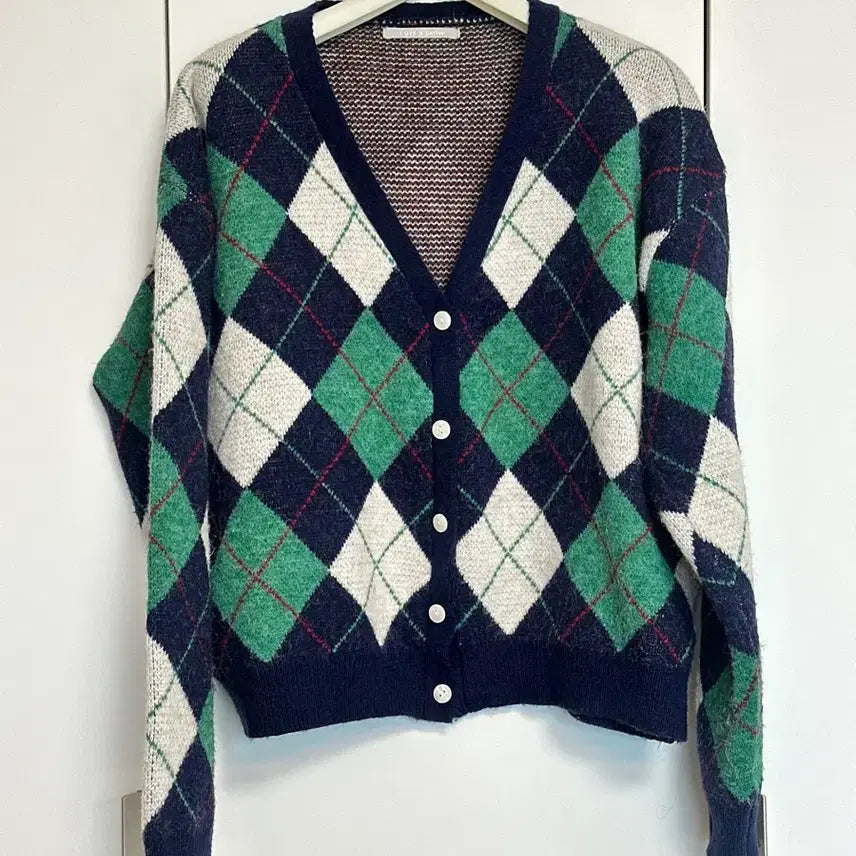 [BUNJANG] Argyle Check Cardigan Sweater Knit Outerwear Jacket / 아가일 체크 가디건 스웨터 니트 아우터 자켓 점퍼 남방