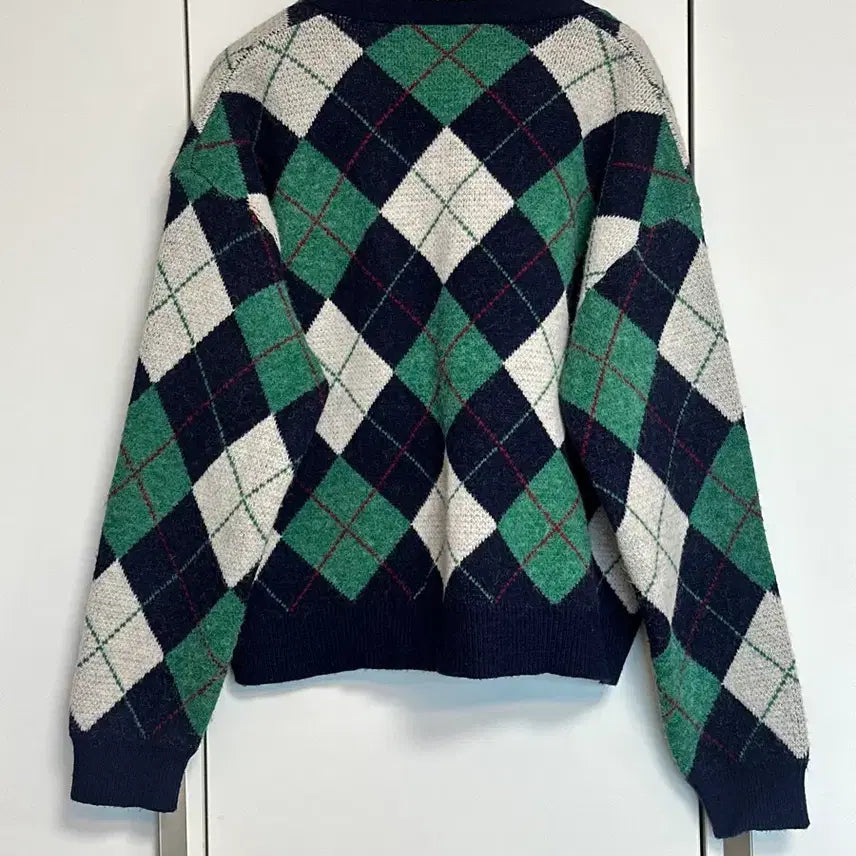 [BUNJANG] Argyle Check Cardigan Sweater Knit Outerwear Jacket / 아가일 체크 가디건 스웨터 니트 아우터 자켓 점퍼 남방