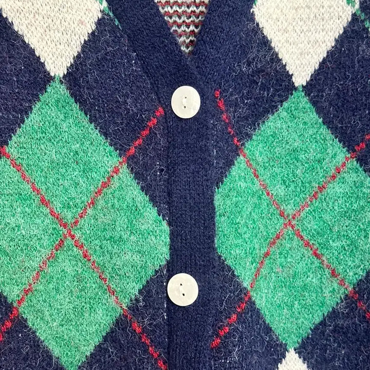 [BUNJANG] Argyle Check Cardigan Sweater Knit Outerwear Jacket / 아가일 체크 가디건 스웨터 니트 아우터 자켓 점퍼 남방