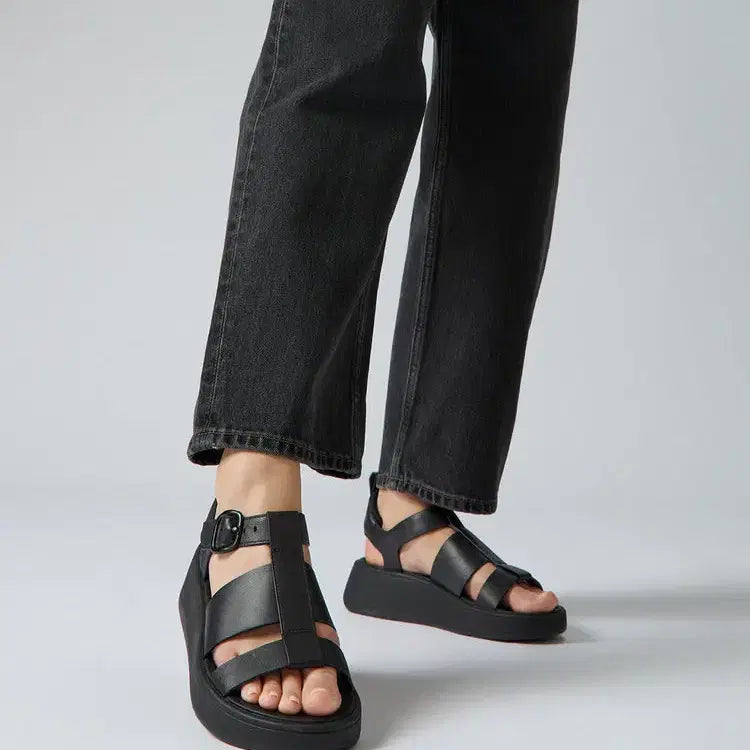 [SOLD OUT] 핏플랍 여성 플랫폼 피셔맨 블랙 샌들 250 새제품