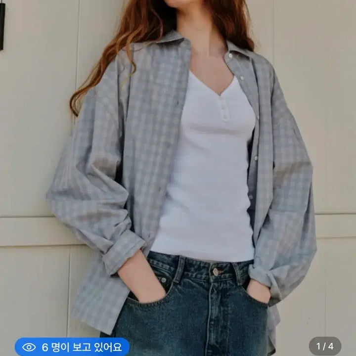 [BUNJANG] Deound Check Oversized Shirts Light Blue / (새)드파운드 셔츠 check oversized shirts 라이트블루