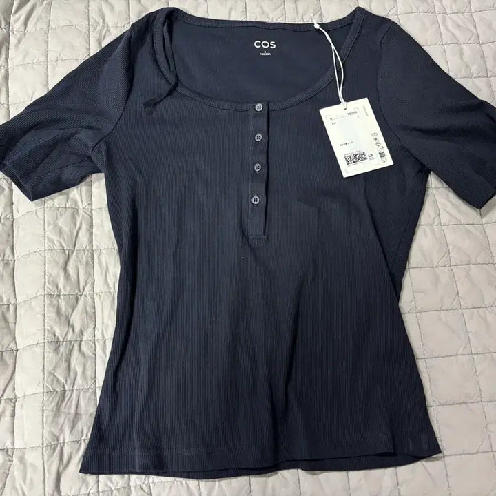 [BUNJANG] COS Navy Ribbed Short Sleeve T-shirt / COS 코스 네이비 골지 반팔 티셔츠 S