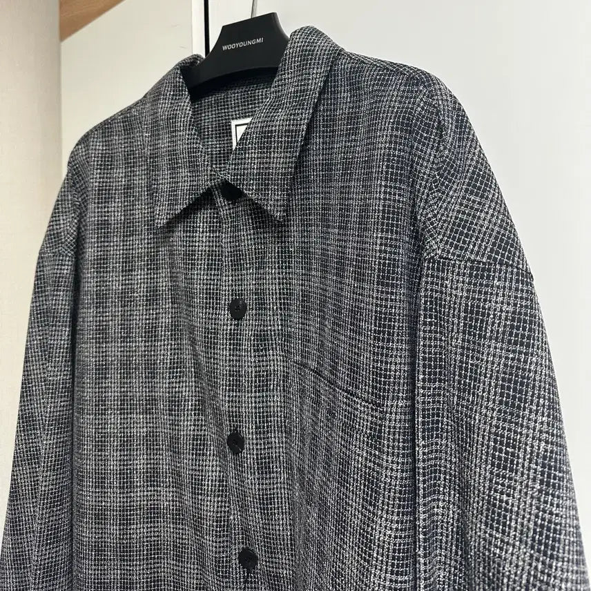[BUNJANG] Wooyoungmi 26SS Black Wool Silk Check Shirt / [50] 우영미 26ss 블랙 울 실크 체크 셔츠