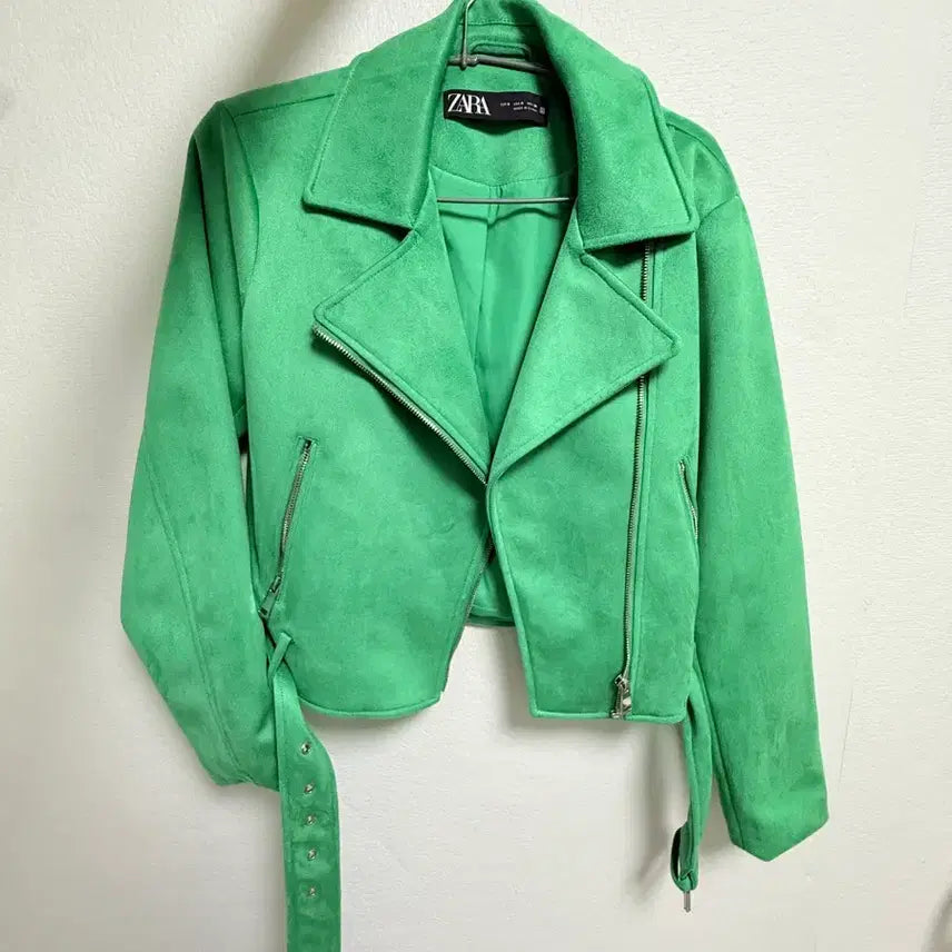 [BUNJANG] ZARA Suede Rider Jacket / 자라 ZARA 스웨이드 라이더 자켓 그린