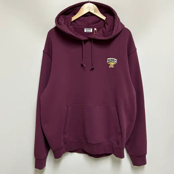 [BUNJANG] What it is Wacky Willy Basic Logo Patch Hoodie Burgundy XL / [남자-105 (XL)]와릿이즌 와키윌리 베이직 로고 와펜 후드
