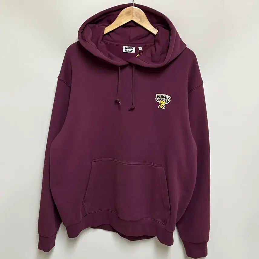 [BUNJANG] What it is Wacky Willy Basic Logo Patch Hoodie Burgundy XL / [남자-105 (XL)]와릿이즌 와키윌리 베이직 로고 와펜 후드