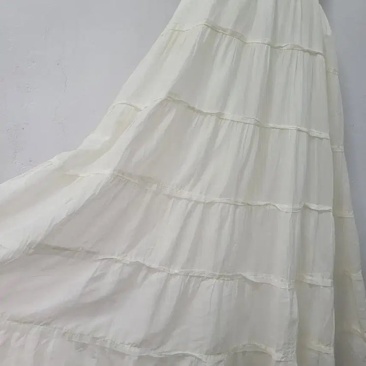 [BUNJANG] Denim Overalls Long Dress Ivory / 데님 멜빵 롱 원피스 아이보리