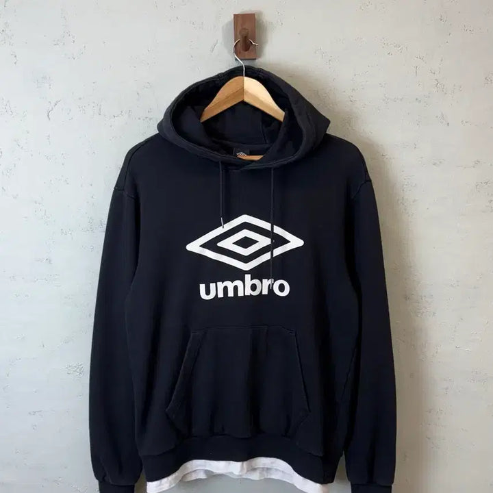 [BUNJANG] Umbro Big Logo Layered Hoodie Black / [M] 엄브로 빅로고 레이어드 후드티 블랙