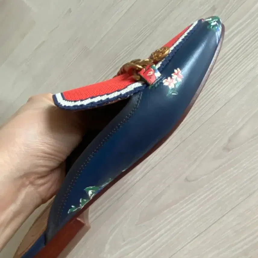 [BUNJANG] Tory Burch Leather and Fabric Slides Sandals / 토리버치 슬리퍼 샌들 235(6.5)