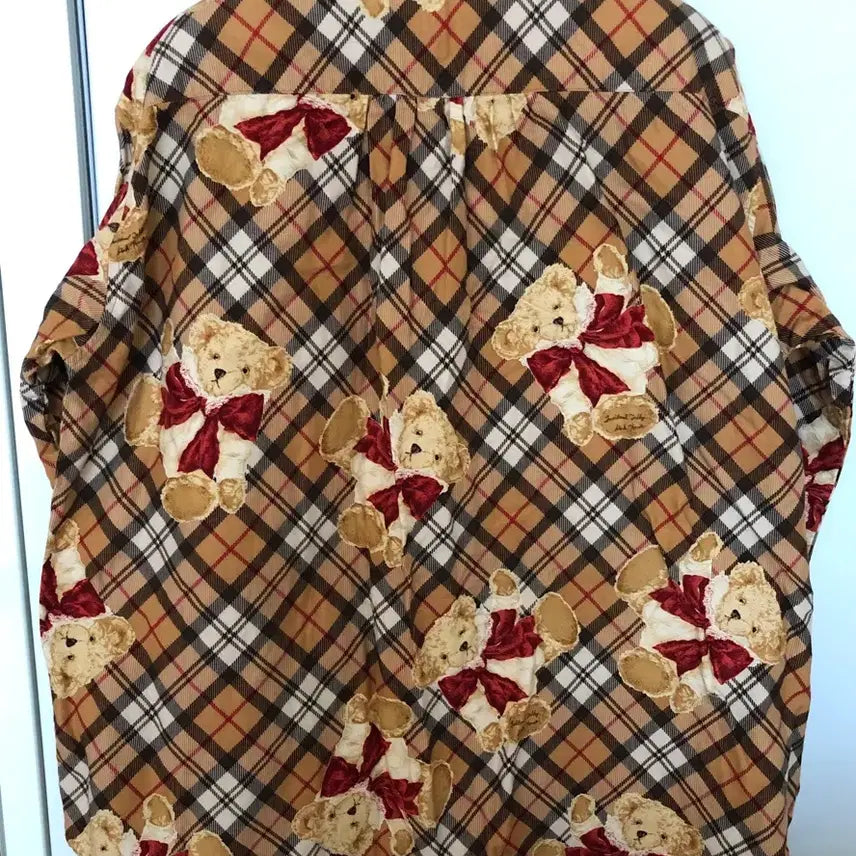 [BUNJANG] Pinkhouse Teddy Bear Checkered Short-Sleeve Shirt / 핑크하우스 체크 곰돌이 반팔 셔츠