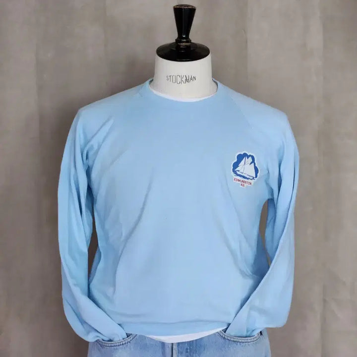 [BUNJANG] Vintage Edmundston Yacht Print Sweatshirt / 빈티지 캐나다 Edmundston 요트 프린트 스웨트셔츠 / 라이트블루