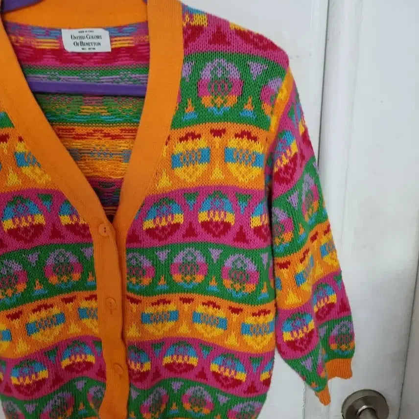 [BUNJANG] Benetton Vintage Pattern Cardigan / 베네통 빈티지 패턴 가디건