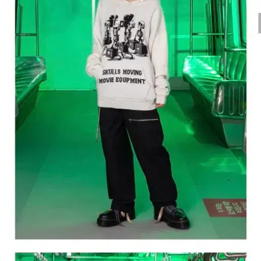 [BUNJANG] XTONZ Ivory Knit Hoodie M / 무신사 엑스톤즈 XTONZ XTK118 아이보리 니트 후디 M