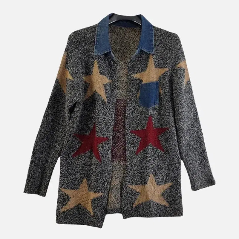 [BUNJANG] FREE Denim Collar Cardigan Gray M6203 / 여FREE 데님카라 가디건 그레이 M6203