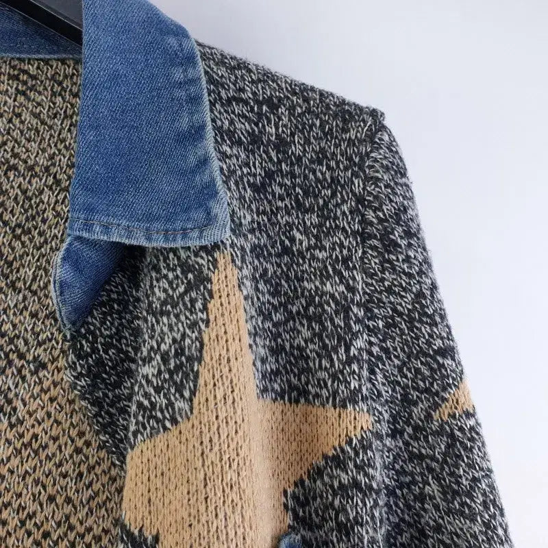 [BUNJANG] FREE Denim Collar Cardigan Gray M6203 / 여FREE 데님카라 가디건 그레이 M6203