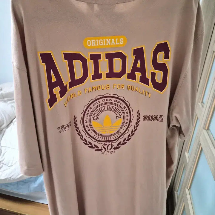 [BUNJANG] Adidas Beige Short Sleeve T-Shirt 2XL / 아디다스 베이지색 반팔 티셔츠 2XL