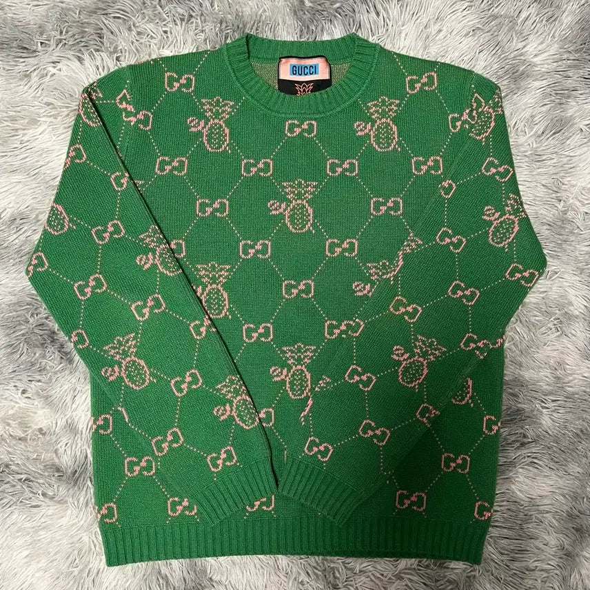 [BUNJANG] Gucci 22FW GG Pineapple Knit L Green / 백화점판[22fw/Lsize] 구찌 GG 파인애플 니트