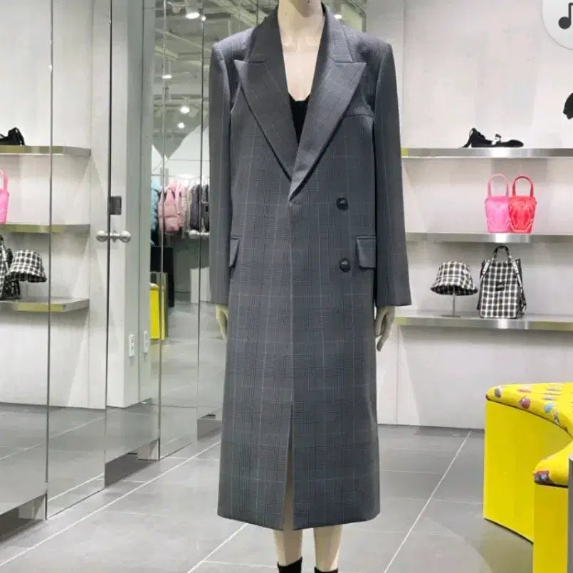 [BUNJANG] Lucky Chouette Check Maxi Long Jacket / 럭키슈에뜨 체크 맥시 롱자켓 55