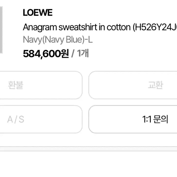 [BUNJANG] Loewe Anagram Sweatshirt L / 로에베 / 애너그램 맨투맨 / L