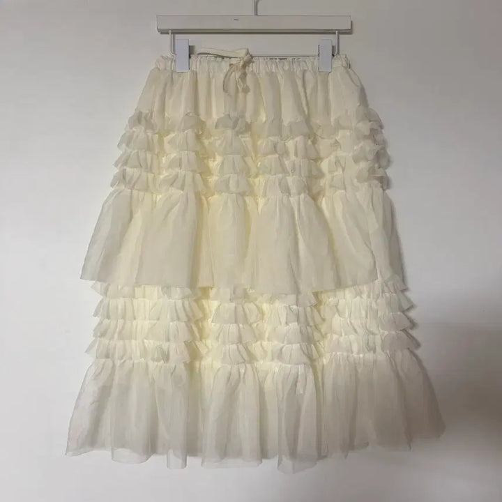 [SOLD OUT] 새상품 여자 쉬폰 미디 캉캉스커트 (아이보리)