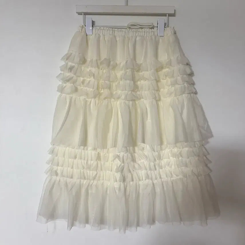 [SOLD OUT] 새상품 여자 쉬폰 미디 캉캉스커트 (아이보리)