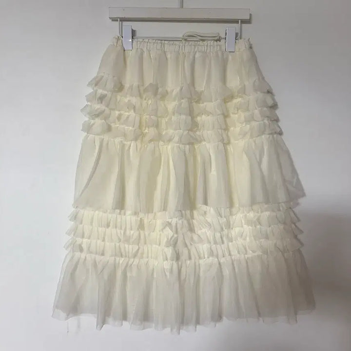 [SOLD OUT] 새상품 여자 쉬폰 미디 캉캉스커트 (아이보리)