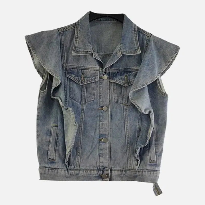 [BUNJANG] FREE Frill Denim Vest / 여FREE 프릴 데님 조끼 블루 M6214