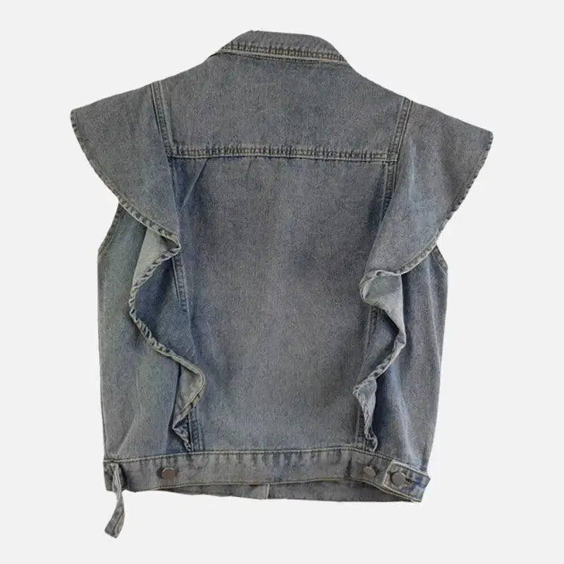 [BUNJANG] FREE Frill Denim Vest / 여FREE 프릴 데님 조끼 블루 M6214