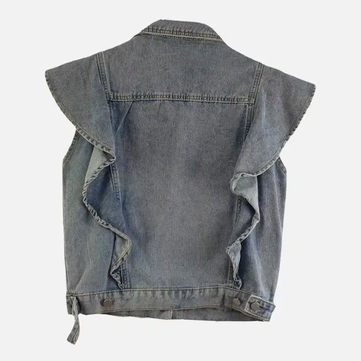 [BUNJANG] FREE Frill Denim Vest / 여FREE 프릴 데님 조끼 블루 M6214