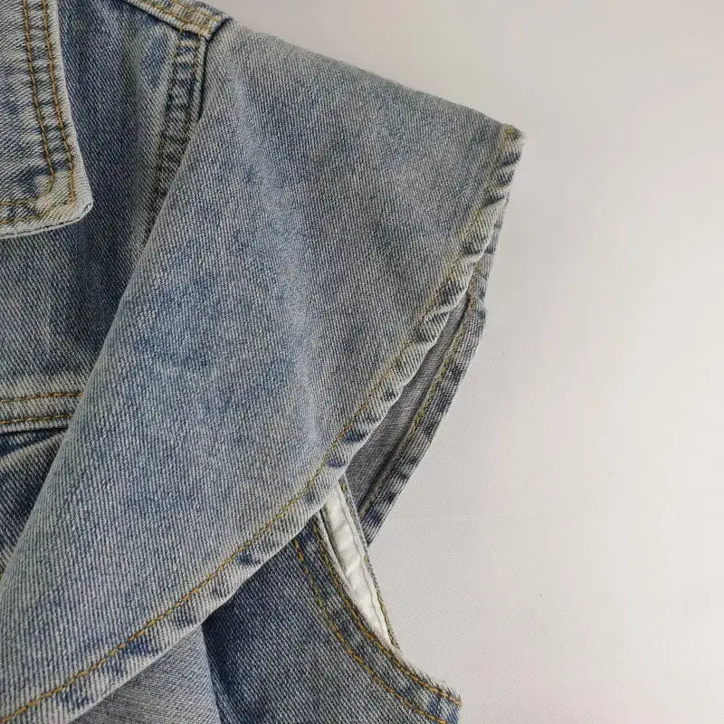 [BUNJANG] FREE Frill Denim Vest / 여FREE 프릴 데님 조끼 블루 M6214