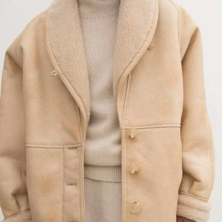 [BUNJANG] LE Signature Shearling Mouton Jacket Beige / 르 LE 시그니처 시어링 무스탕 자켓 베이지