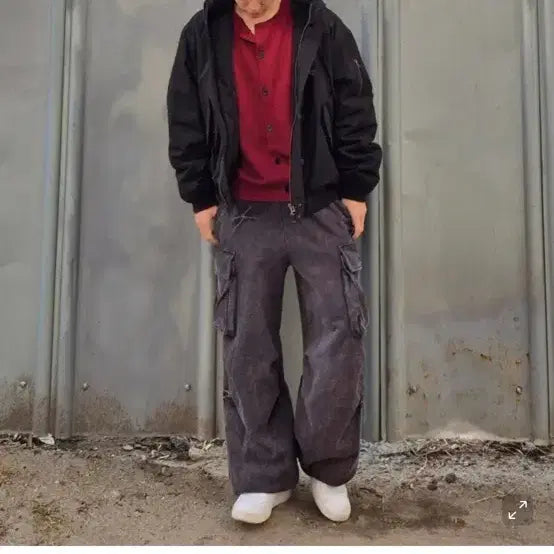 [BUNJANG] Maison Mineed Pinch Cargo Sweat Pants Charcoal / [새상품] 메종미네드 핀치 카고 스웻 팬츠 차콜 50 L 피그먼트 워싱