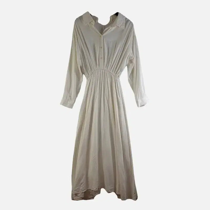 [BUNJANG] FREE Beige Long One-Piece Dress / 여FREE 카라 롱 원피스 베이지 M6218