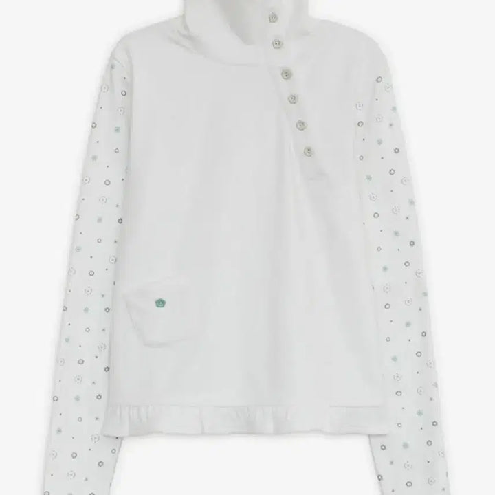[BUNJANG] Hug Your Skin Flower Button Polo Top White / 허그유어스킨 플라워 버튼 폴라 탑 화이트 색상