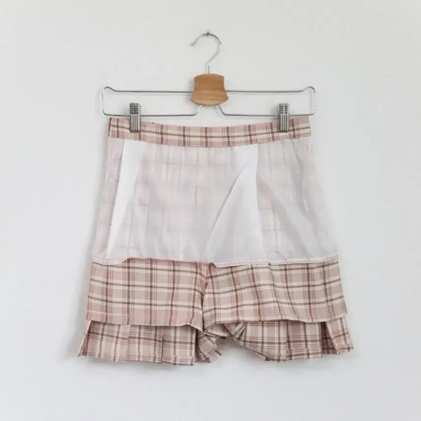 [BUNJANG] Dry Rose Check Tennis Skirt / 드라이로즈 체크 테니스 스커트 핑크